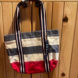 Tommy Hilfiger Red and Blue Tote Bag with Classic Shape and Durable Material